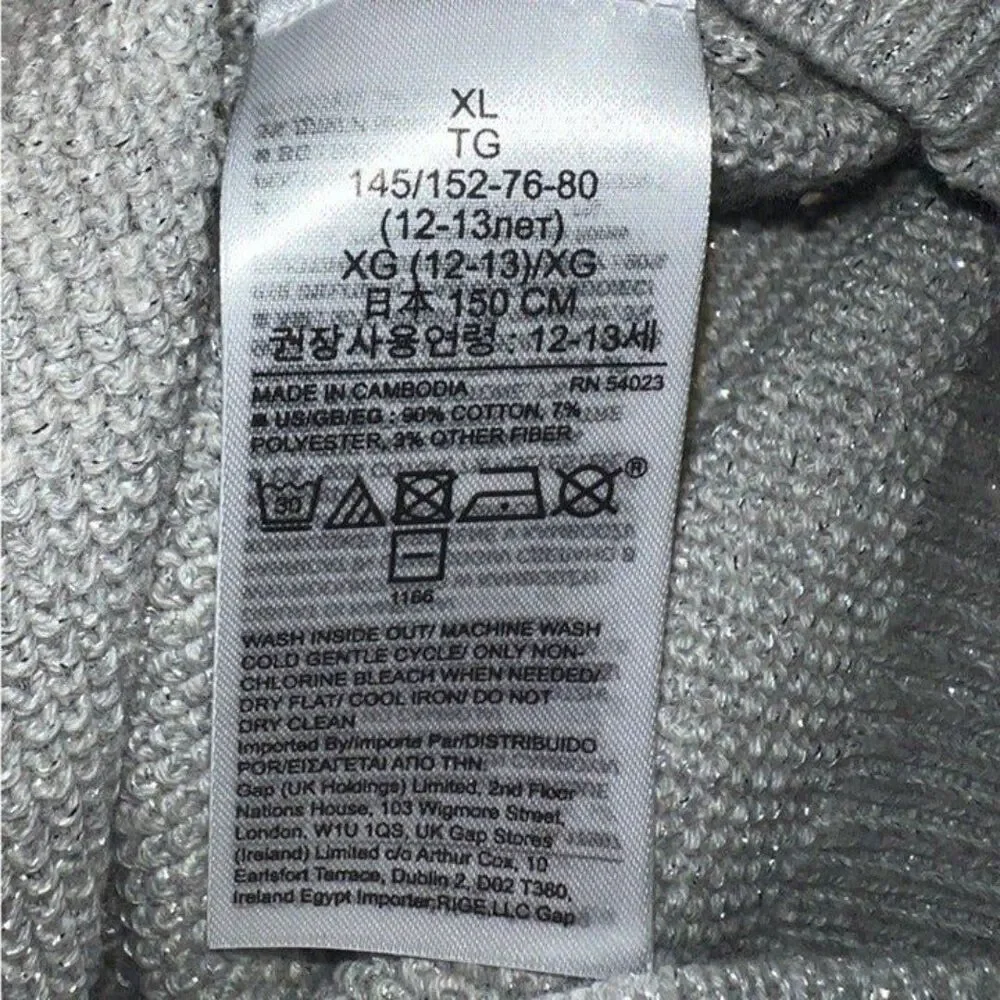 Gap Kids Gray Sparkle Sweater, XL